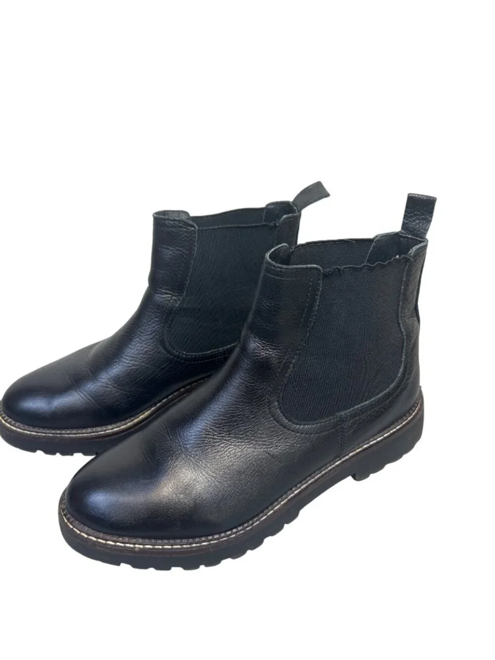 Caslon Miller Water Resistant Black Leather Chelsea Lug Boots Women's Sz 8.5